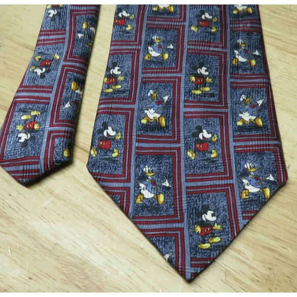 Mickey‎ & Co Atlas Design Gothernsburg Sweden Silk Necktie Tie Italy Donald Duck